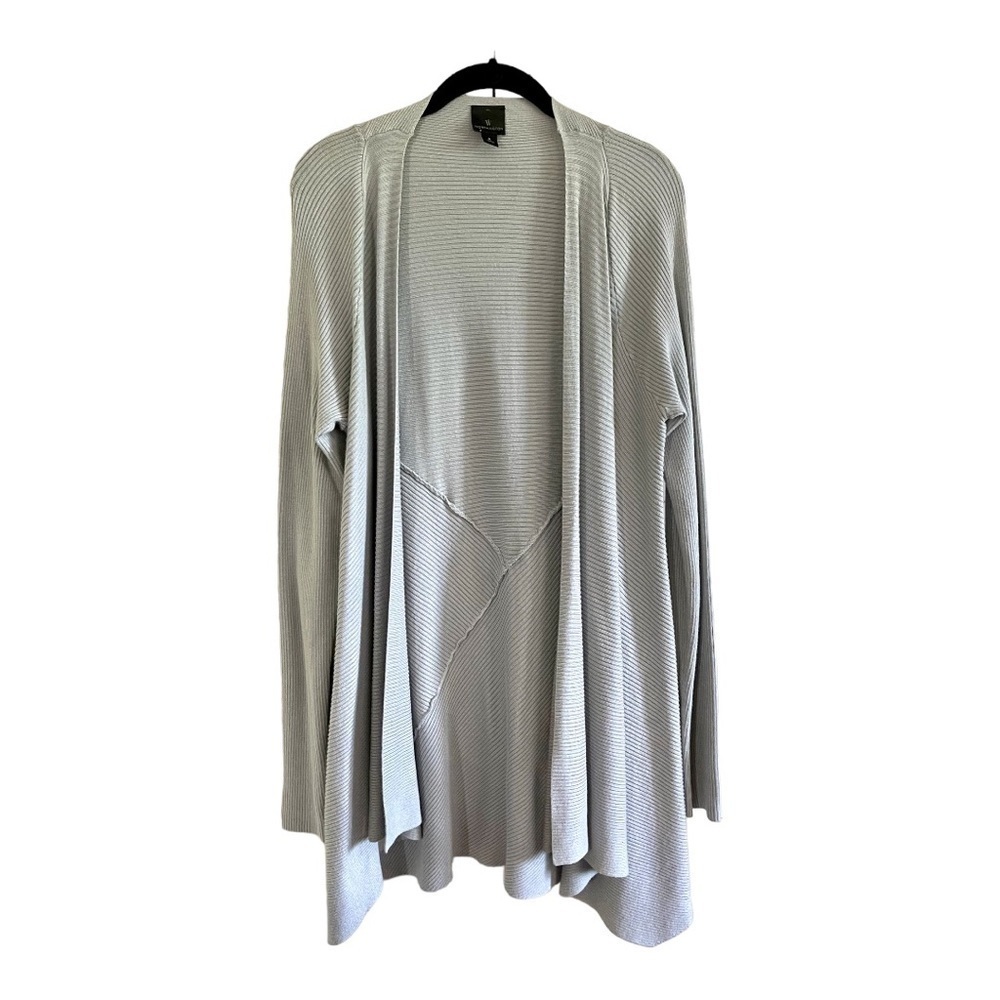 WORTHINGTON, WOMENS GREY, RIBBED, LIGHTWEIGHT SWEATER. KNEE LENGTH. SIZE L